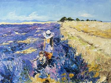 Provence walk - Provence, lavender, girl, mother and daughter, field, hat, lilac, sun, wheat thumb