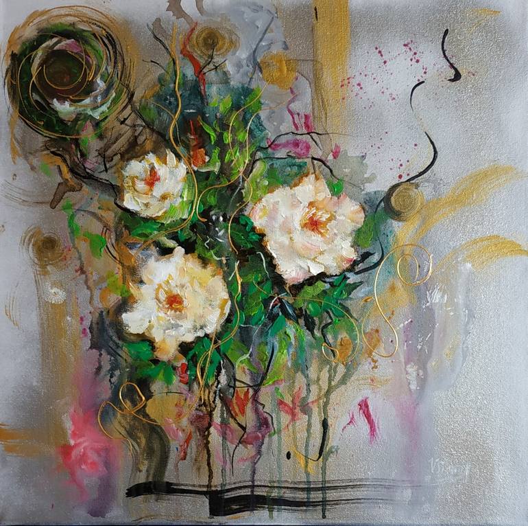 Original Abstract Expressionism Floral Painting by Valentina Simma