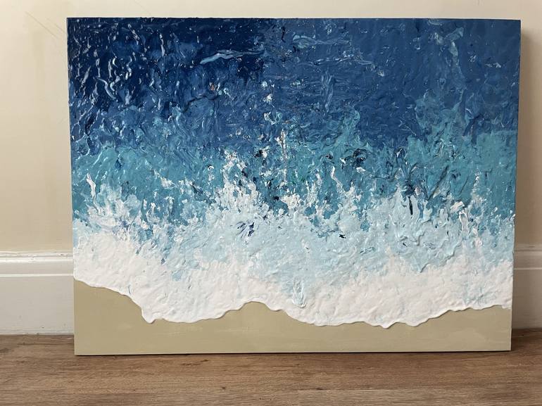 The edge of the sand to the sea Painting by Emma Budd | Saatchi Art