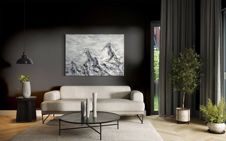 Original Black & White Abstract Painting by Maria Bevilacqua-Fischer