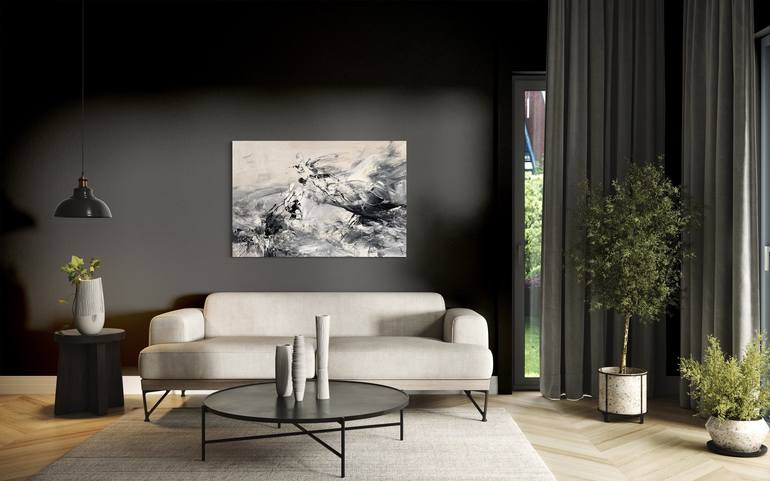 Original Black & White Abstract Painting by Maria Bevilacqua-Fischer