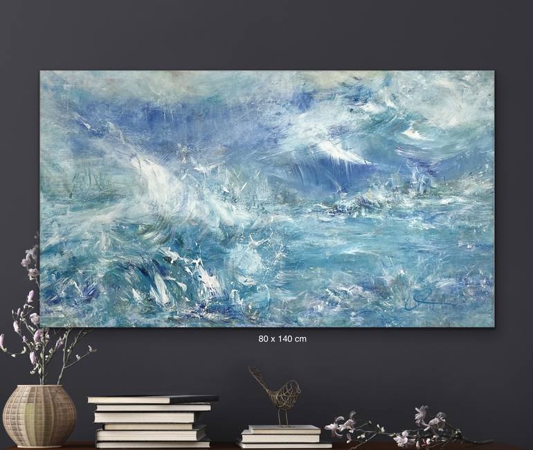 Original Abstract Seascape Painting by Maria Bevilacqua-Fischer