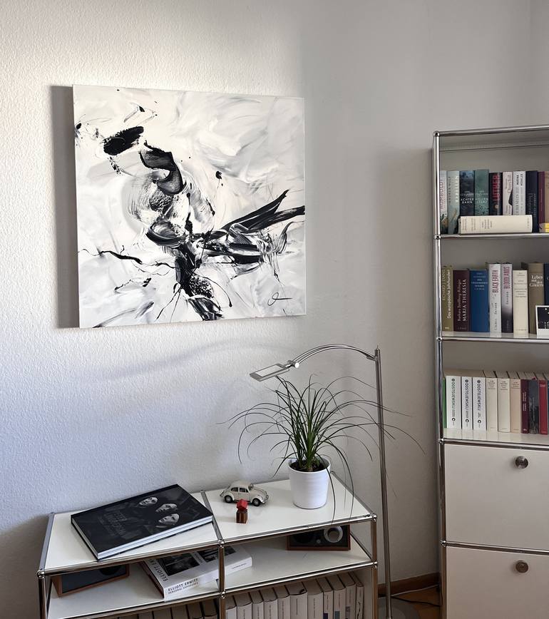 Original Black & White Abstract Painting by Maria Bevilacqua-Fischer