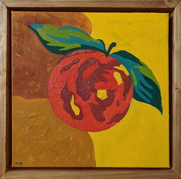 Orange Fruit Abstract Cubism Oil Painting by Denisa Mansfield thumb