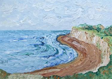 Coastal view over Broadstairs Oil Painting by Denisa Mansfield thumb