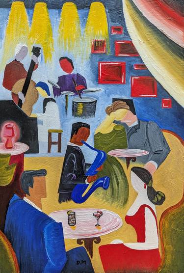 Original Art Deco People Paintings by Denisa Mansfield