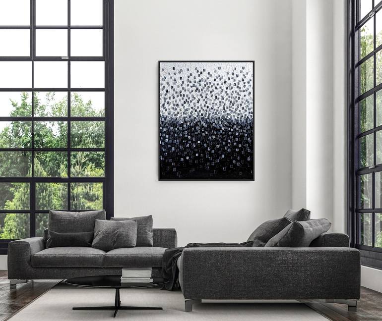 Original monochrome Abstract Painting by Denisa Mansfield