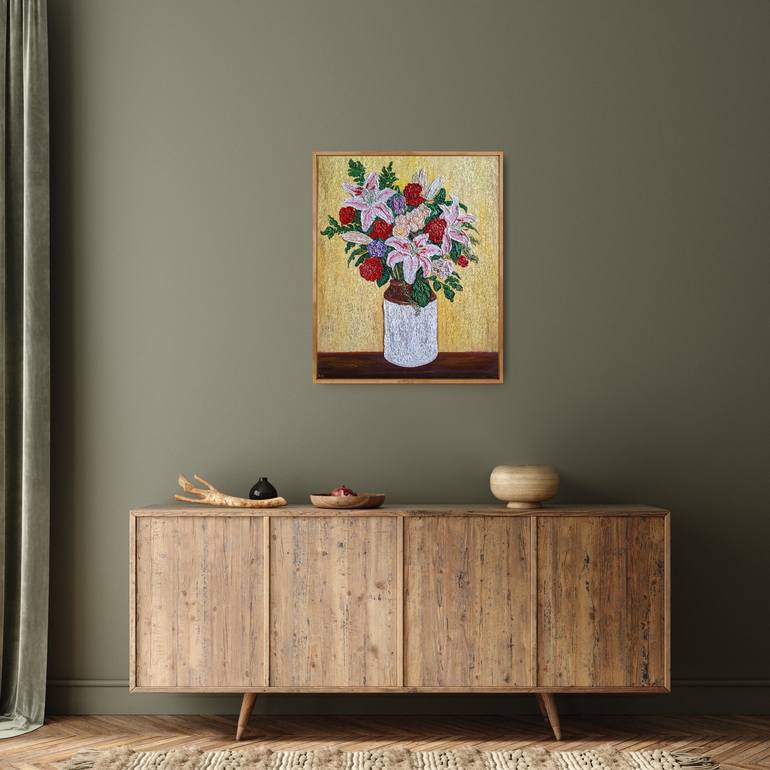 Original Impasto Floral Painting by Denisa Mansfield