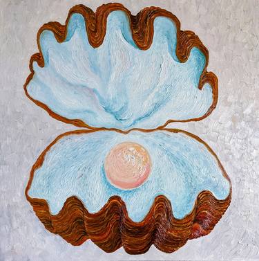 Pearl Clam Shell Impressionism Oil Painting by Denisa Mansfield thumb