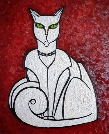 Cat Cubism Abstract Expression Oil Painting by Denisa Mansfield thumb