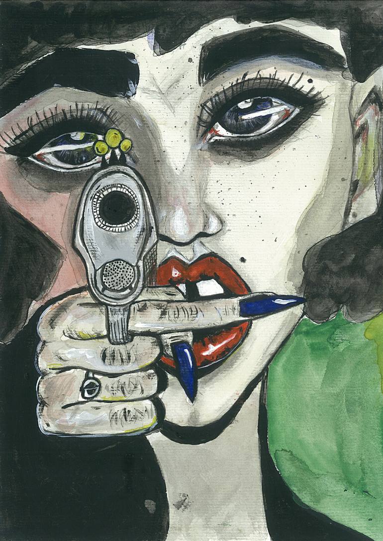Original Modernism People Painting by Claudia Diaz Marquez
