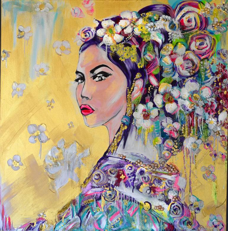 Geisha Kimono Painting by Olesya Ianovitch | Saatchi Art