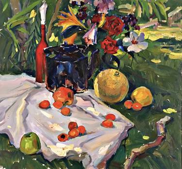 Print of Realism Garden Paintings by Uktam Isirgapov