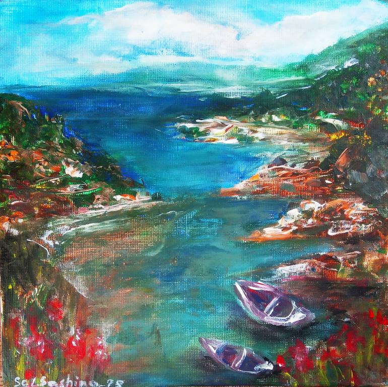 Print of Impressionism Seascape Paintings by Selena Sashina