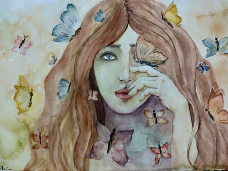 Original Art Deco Nature Painting by Maria Annetta Aquino