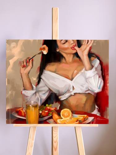SO TASTY! - erotic art, home decor original, bachelor interiour, girl, gift idea thumb