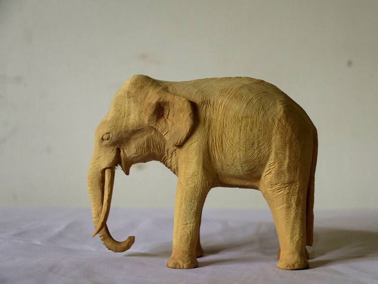 handmade wooden elephant wood carving - Print