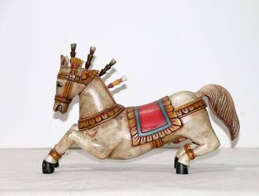 handmade unique wooden horse for interior designs thumb