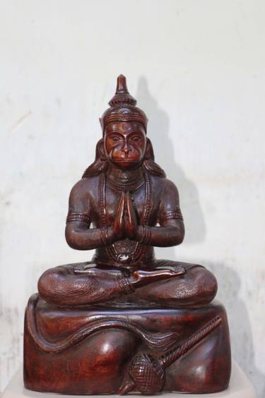 handmade unique wooden hanuman statue,wood carving,ornament thumb
