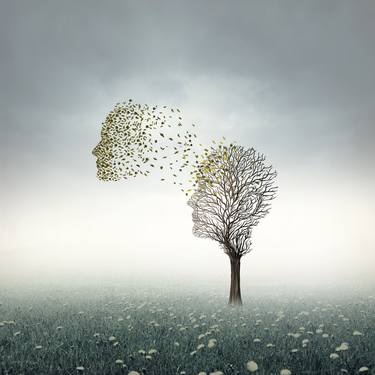 Original Surrealism Tree Collage by philip mckay