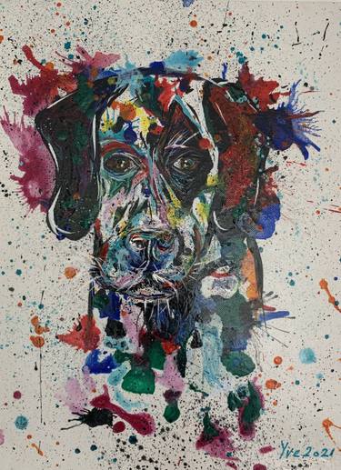 Original Abstract Dogs Paintings by Yve Spencer