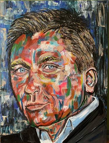 Daniel Craig original painting James Bond 007 in oils, acrylic and metallic paints. Bright and textured. thumb