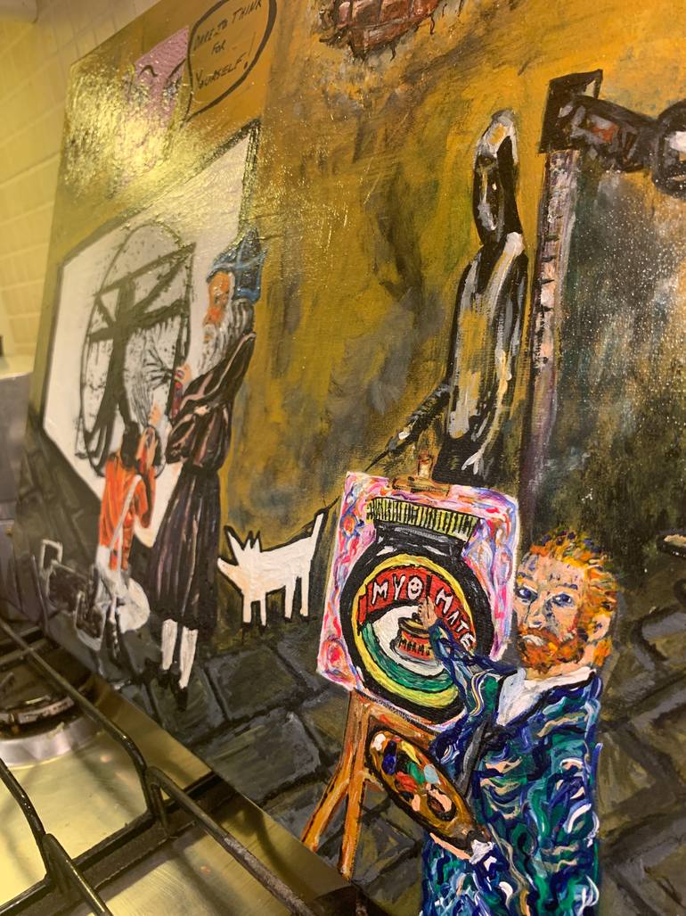 Original Street Art People Painting by Yve Spencer