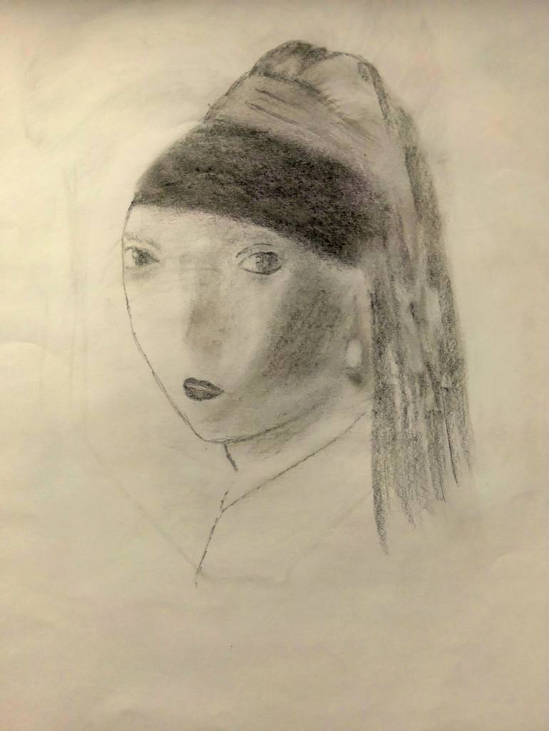 Lady with the pearl earring Drawing by SULTANA RAZIA | Saatchi Art