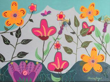 Print of Floral Mixed Media by Elaine Fogel