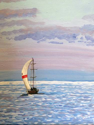Original Fine Art Boat Paintings by Elaine Fogel
