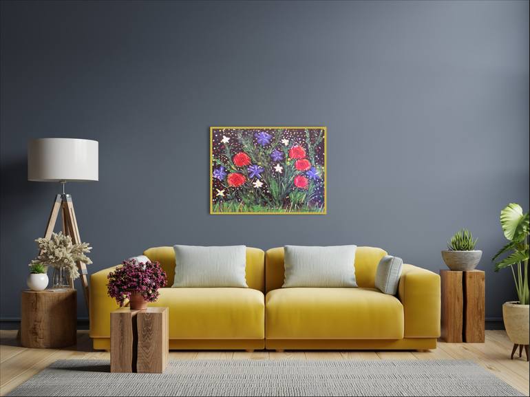 Original Abstract Garden Painting by Elaine Fogel