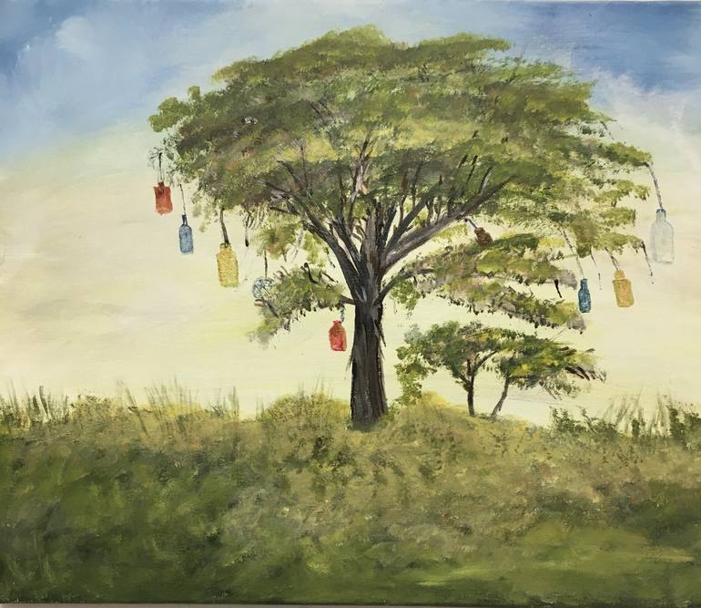 bottle painting tree