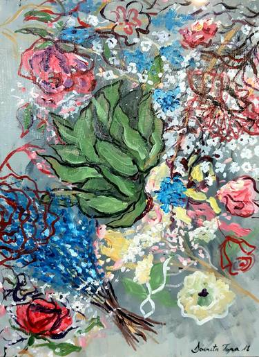 Original Abstract Floral Paintings by Doinita Topa