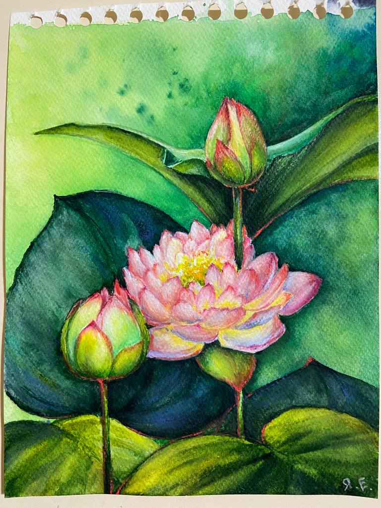 Original Illustration Floral Painting by Yana Yeremenko