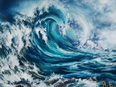 "WAVE"/"STORM-2"  sea scape  pastel drawing thumb