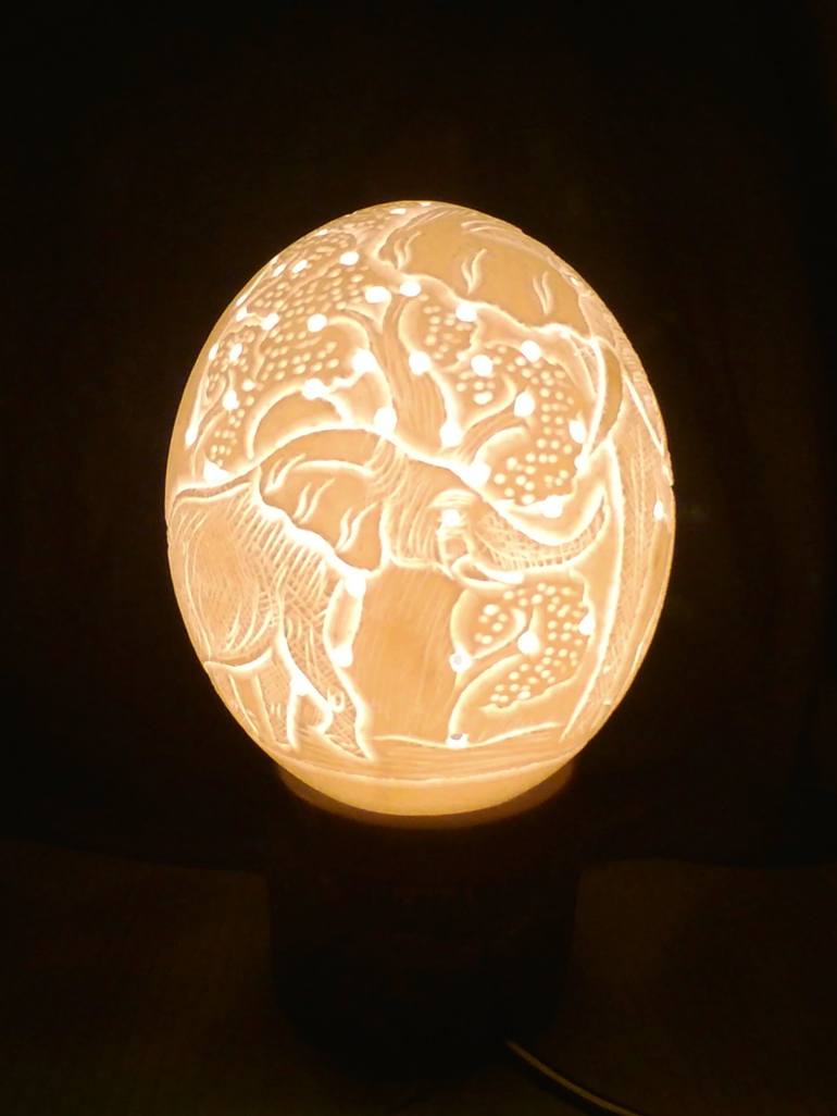 carved ostrich eggs