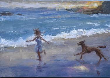 Print of Impressionism Beach Paintings by Elena Petrova