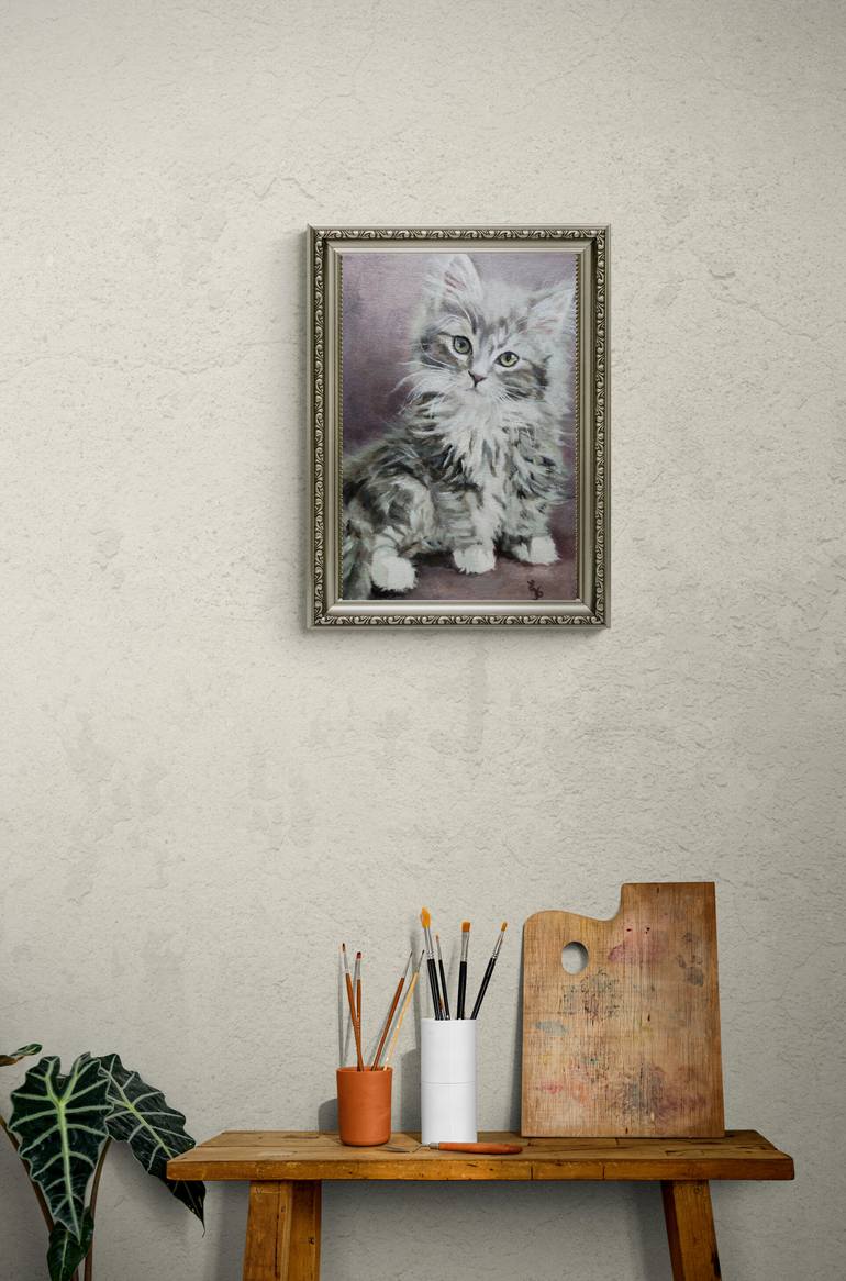 Original Black & White Cats Painting by Elena Petrova