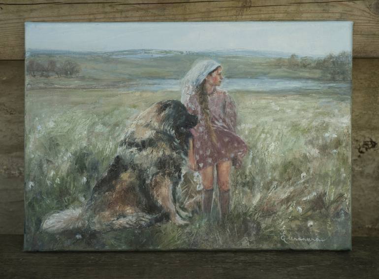 Original Impressionism Children Painting by Elena Petrova