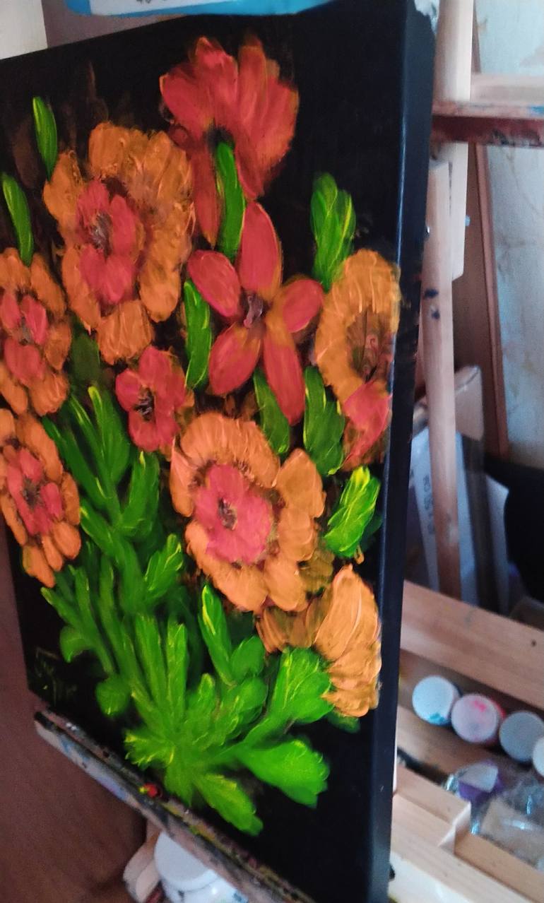 Original Abstract Expressionism Floral Painting by Tatiana Kukina