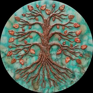 Original Abstract Tree Mixed Media by Jeanette Wilhelm