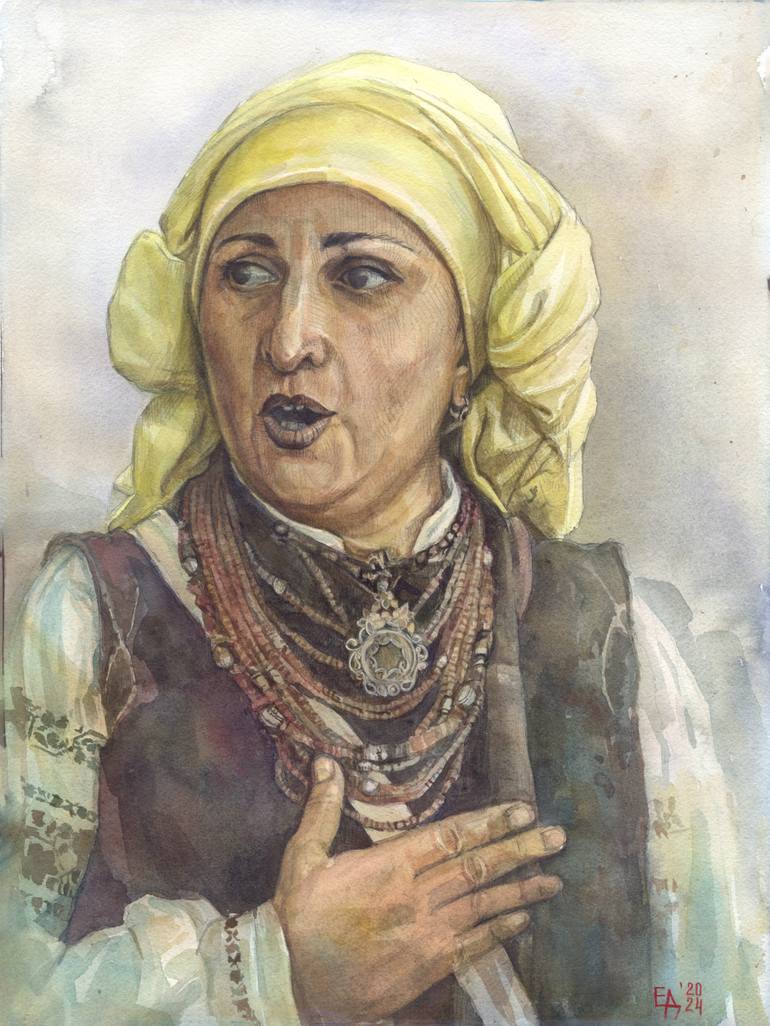 Original Women Painting by Elena Didenko | Portraiture Art on Paper | Portrait of a Ukrainian Woman