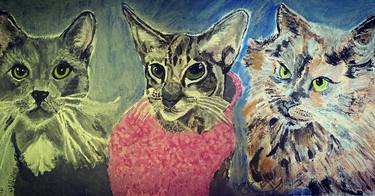 Print of Impressionism Cats Paintings by Melody Fowler