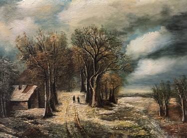 LANDSCAPE INSPIRATION #10: original oil painting, landscape, painting on canvas, nature, vibrant landscape, calm, holiday gift, Dutch Romanticism, Romanticism thumb