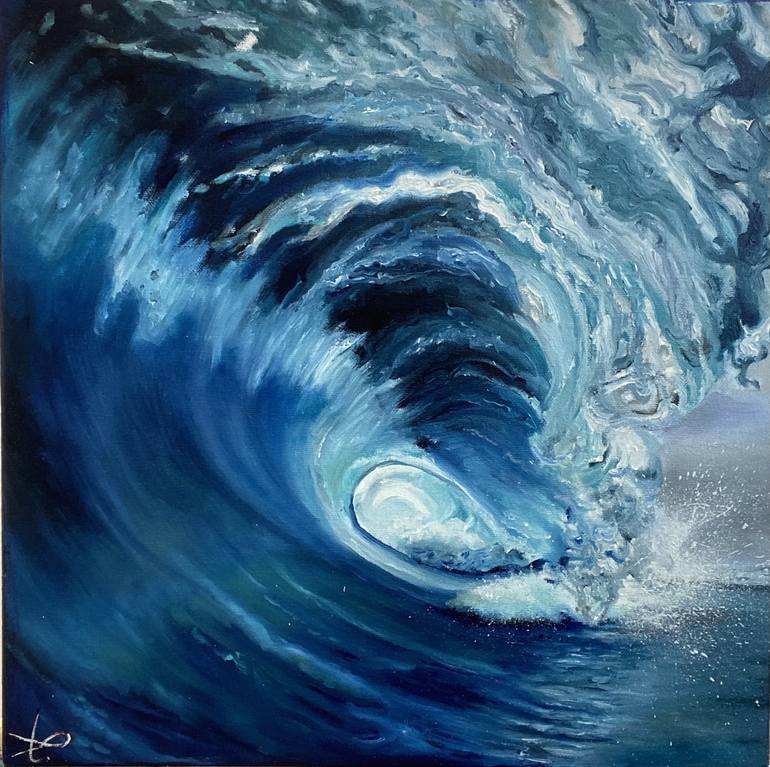 Perfect Wave Painting by Asmaa Locker | Saatchi Art