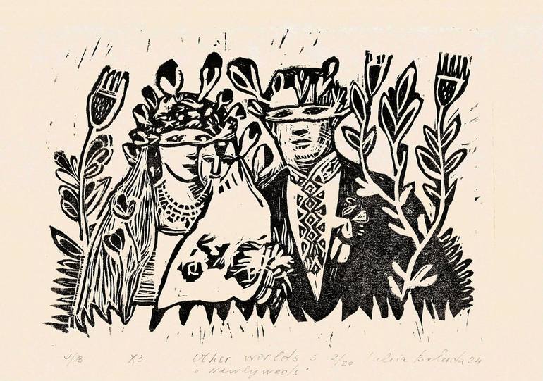 Print of Symbolism Love Printmaking by Iuliia Baluda