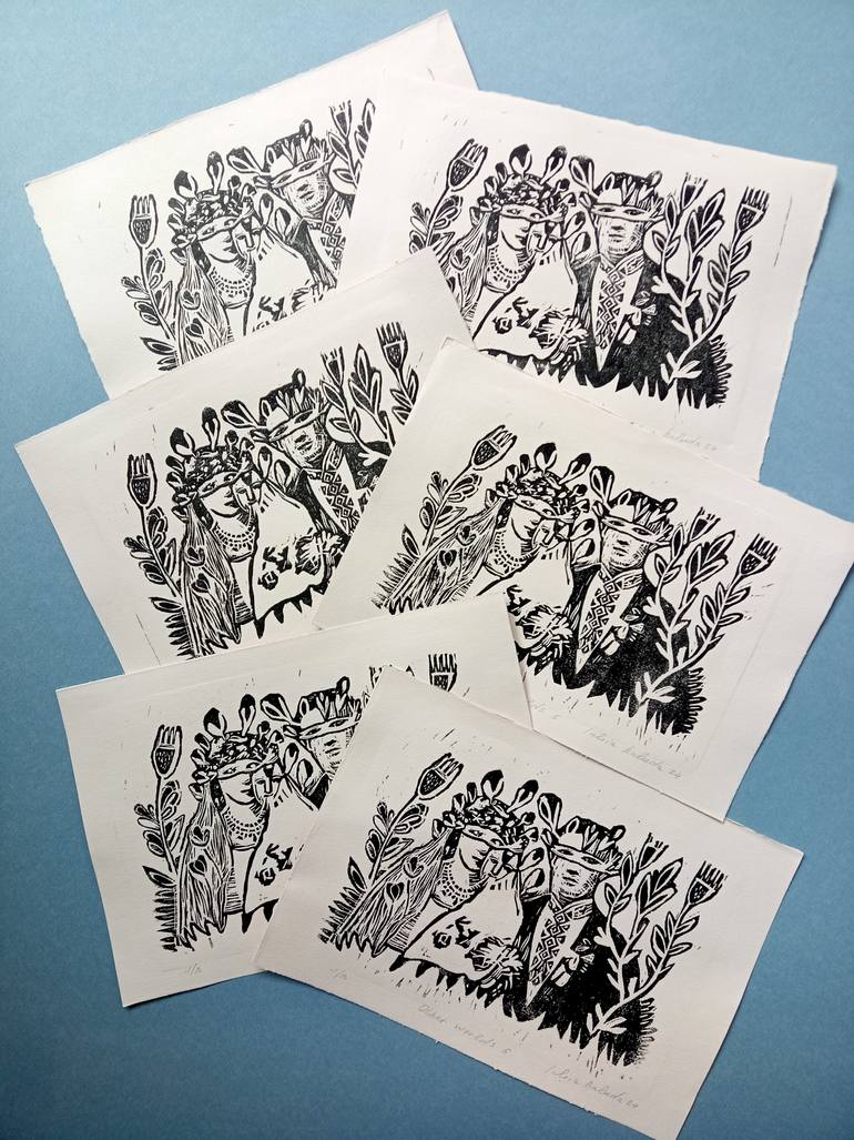 Original Symbolism Family Printmaking by Iuliia Baluda