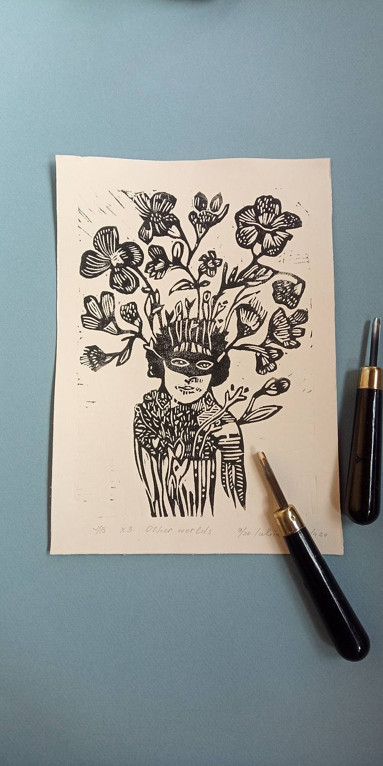 Original Illustration Botanic Printmaking by Iuliia Baluda