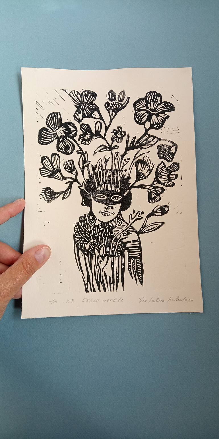 Original Illustration Botanic Printmaking by Iuliia Baluda
