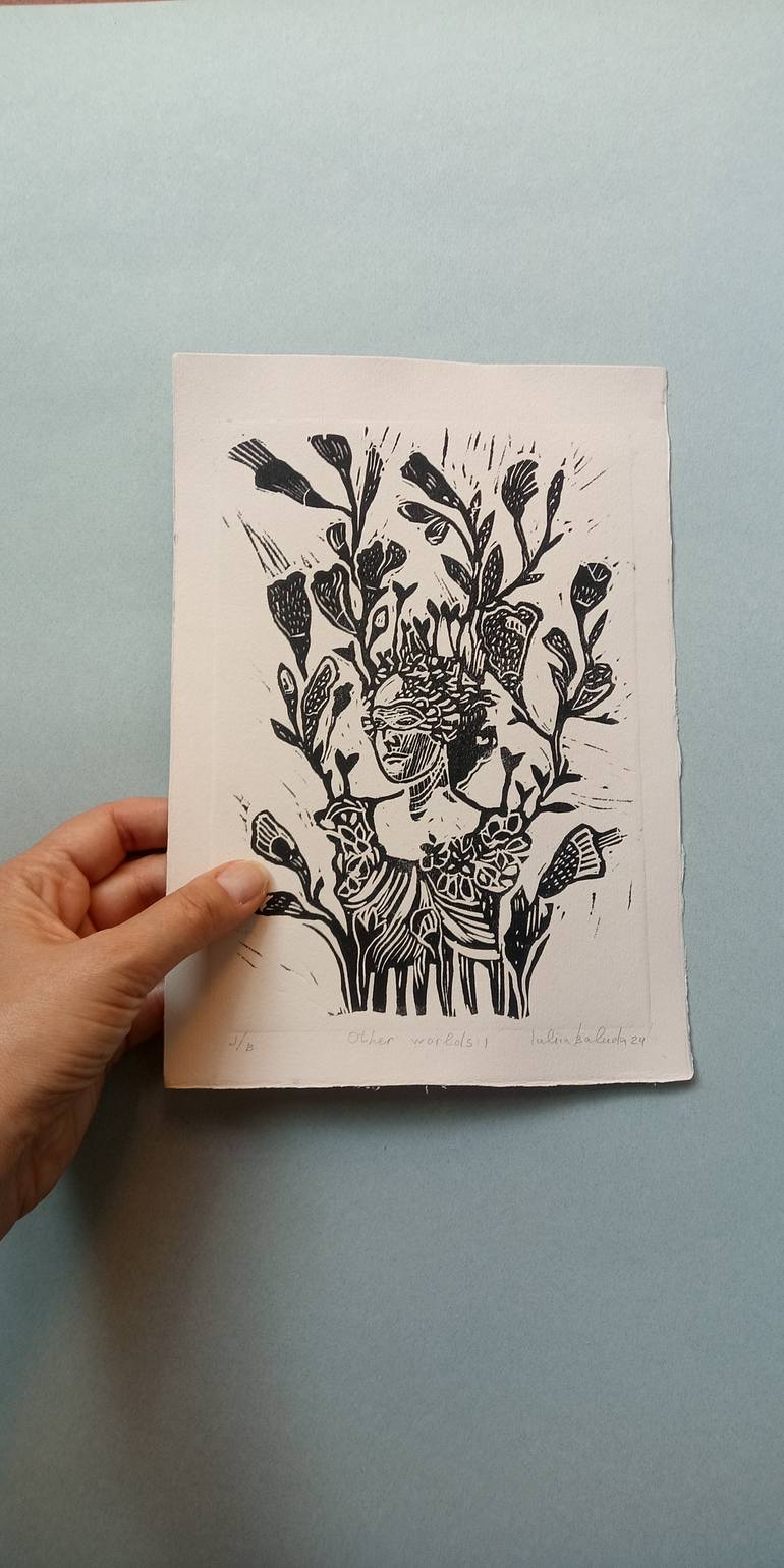 Original Illustration Botanic Printmaking by Iuliia Baluda